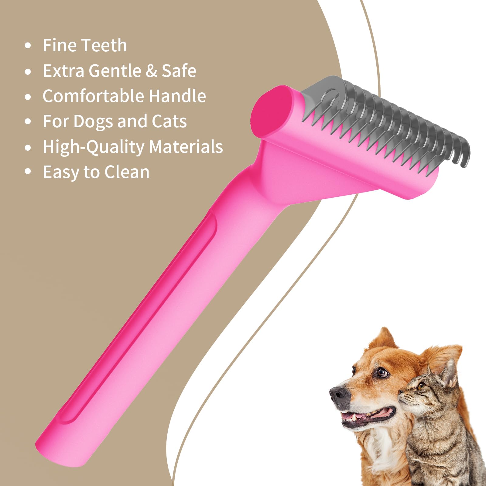 Dog Brush for Shedding cat deshedding grooming supplies for indoor short long hair pet dematting undercoat rake for brish poodle remove matted fur slicker best comb tool cepillo para perros. (Pink)