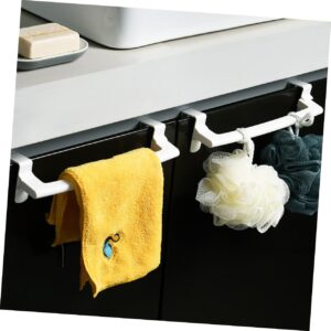 WOONEKY 2pcs Hanger Bathroom Towel Rack Racks Bath Towel Holder Cabinet Wall Towel Rack Door Bathroom Towel Holder Detachable Towel Rack No Kitchen Hand Bathroom Towel Organizer Abs White