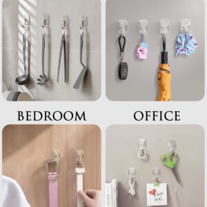 ispneay Small Hooks for Wall No Damage: 20 Pack Adhesive Wall Hooks for Hanging with Strips - Clear Waterproof Sticky Utility Hooks Wire Toggle Hooks for Key Dorm Decor Kitchen Home Office Christmas