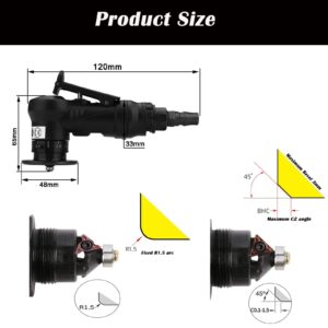 Portable Handheld Pneumatic Chamfering Tool, 45 Degree Mini Pneumatic Chamfering Tool for Metal Beveling Arc Corner Trimming Deburring with 6Pcs C-Angle Blade+6Pcs R-Angle Blade