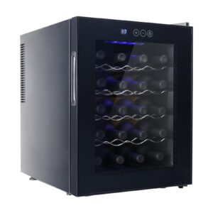 20 bottle wine fridge wine cooler with double glass doors, 46°f - 64°f temperature control for red wine, champagne, whiskey, wine fridge small for bar, home, office