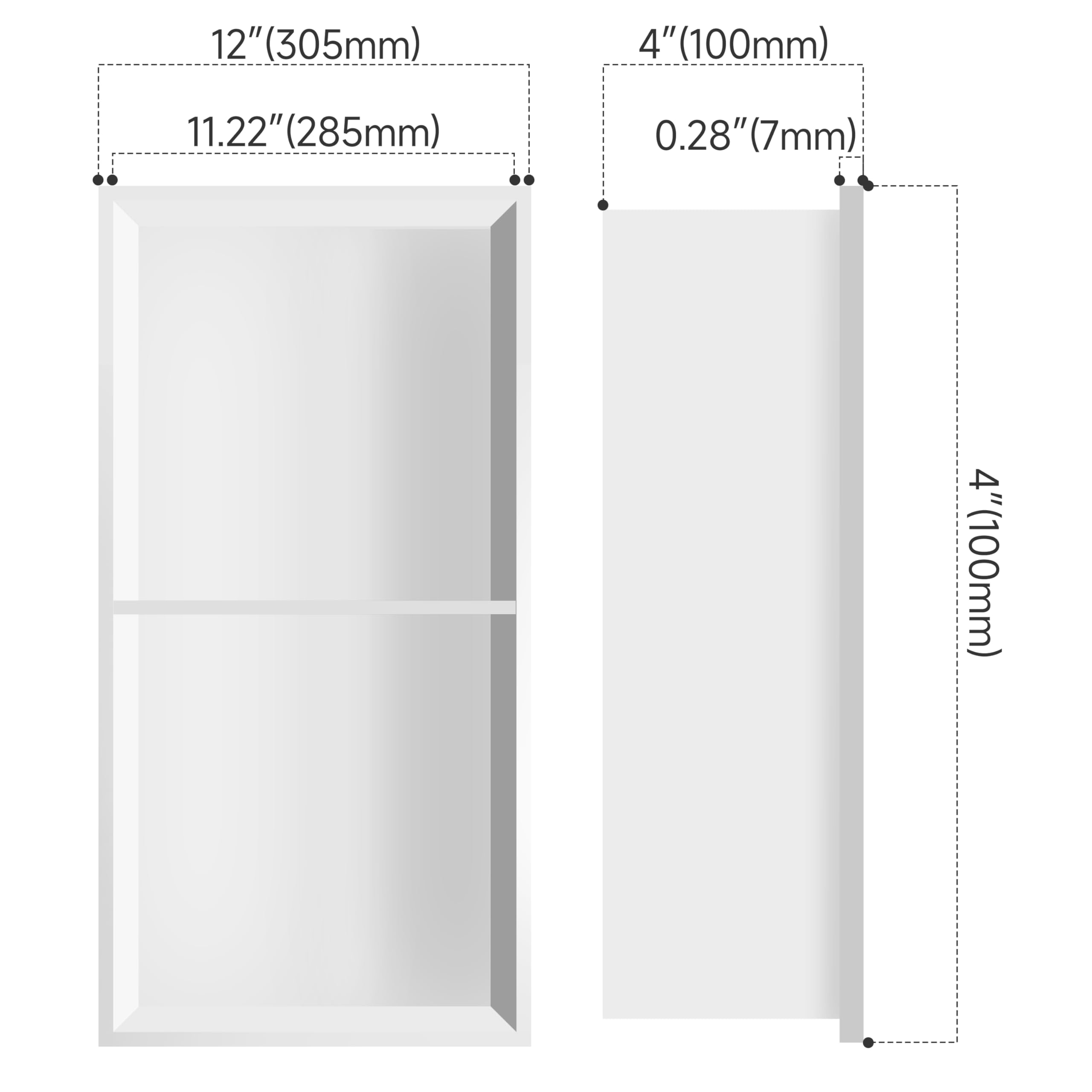 Greenspring 24" X 12" Shower Niche, Stainless Steel Shower Niche, Niche for Shower Wall, White Wall Niche Double Shelves, No Tile Needed Recessed Shower Shelf for Bathroom Storage