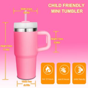 BAISHIDA 14 oz Tumbler with Handle and Straw, 14oz Tumbler with Lid and Straw for Kids Stainless Steel Tumblers, Car Mug Outdoor Sports Travel Gift (Pink)