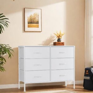 glasflength tall dresser for bedroom wooden, top dresser fabric storage tower storage cabinet dresser & chest of drawers organizer for kid room, closet, entryway, nursery, hallway white/6bc