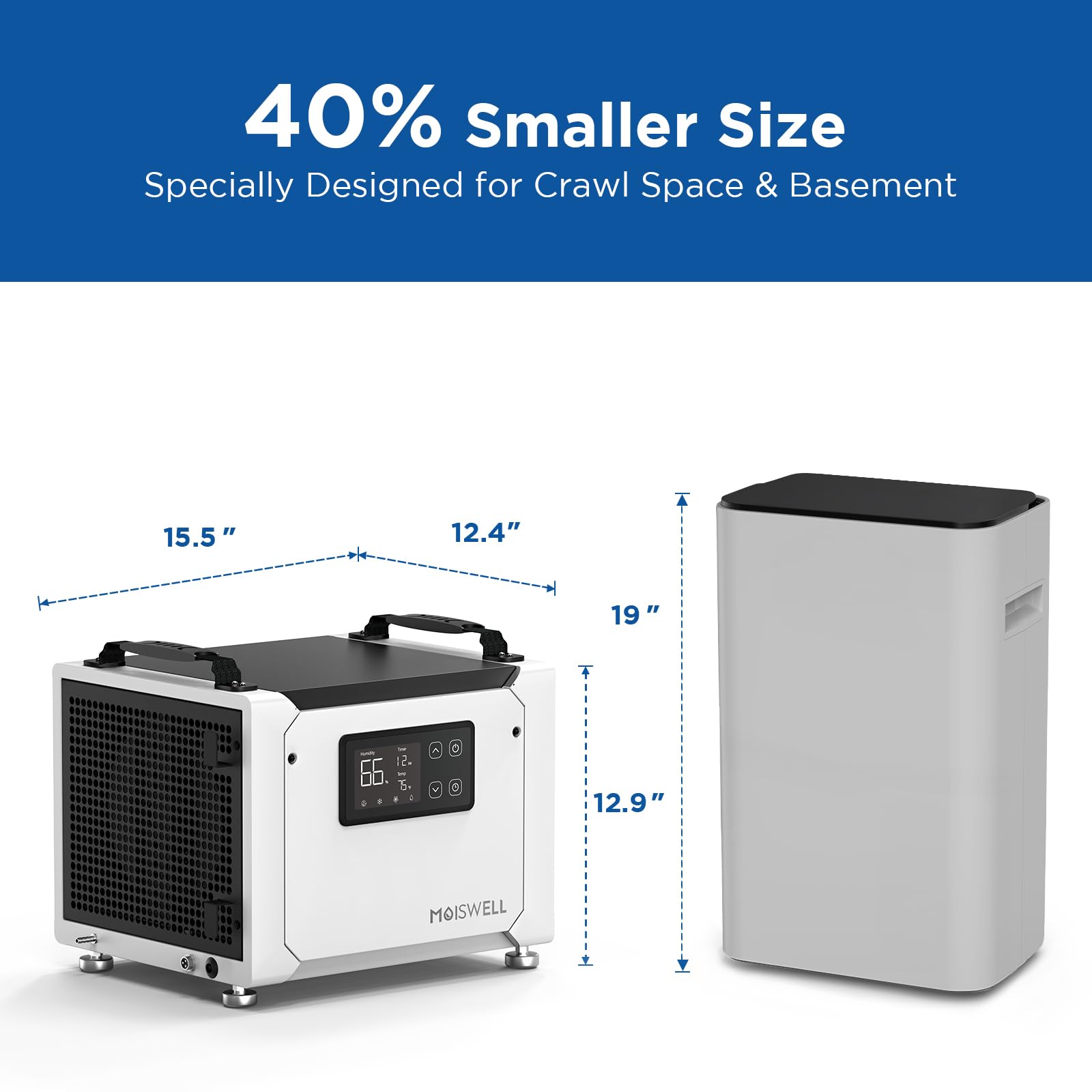 Moiswell 70 Pints Commercial Dehumidifier with Pump, Portable Crawl Space Dehumidifier for Basement and Home, Energy Star Most Efficient Certified, Automatic Defrost