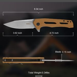 Dispatch Folding Pocket Knife with Clip, 3.58 Inch 8Cr13MoV Steel Clip Point Blade with G10 Handle, Tactical Pocket Knife for Men Outdoor Camping Hunting Hiking Survival Pocketknife