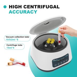 JOANLAB Lab Centrifuge Machine 2ml/5ml/10ml x 8, 15ml x 4 Low Speed 500-4000rpm,2180xg RCF Digital Benchtop Centrifuges w/Timer