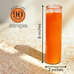 Simply Soson 2x8 inch Orange Devotional Unscented Candles in Glass Jar - 3 Pack - 90 Hours – Prayer Candle - Tall Pillar Candles for Religious, Memorials, Party Decor