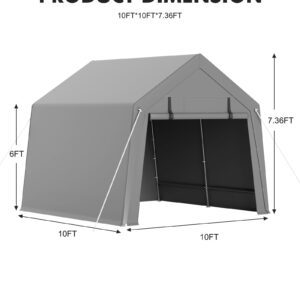 GarveeLife 6' x 8' Outdoor Portable Shed, Shelter Logic with Roll-up Zipper Door, Heavy Duty Waterproof Tarp, Storage Tent for Motorcycle, Bike, Firewood, Garden Tools