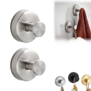 luxe hold no-drill hooks, 2024 new no drill suction cup hooks, stainless steel waterproof suction cup hooks, suction cup hooks for shower, bathroom, hanging towels (silver, 2 pcs)