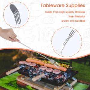 Gjinxi Telescopic Extendable Long Fork, Stainless Retractable Extended Telescoping Fork, Long Extension Dinner Forks for Eating, Extending Fork for Dinner Fruit Dessert Fork 8.6~25.6in (1pc)