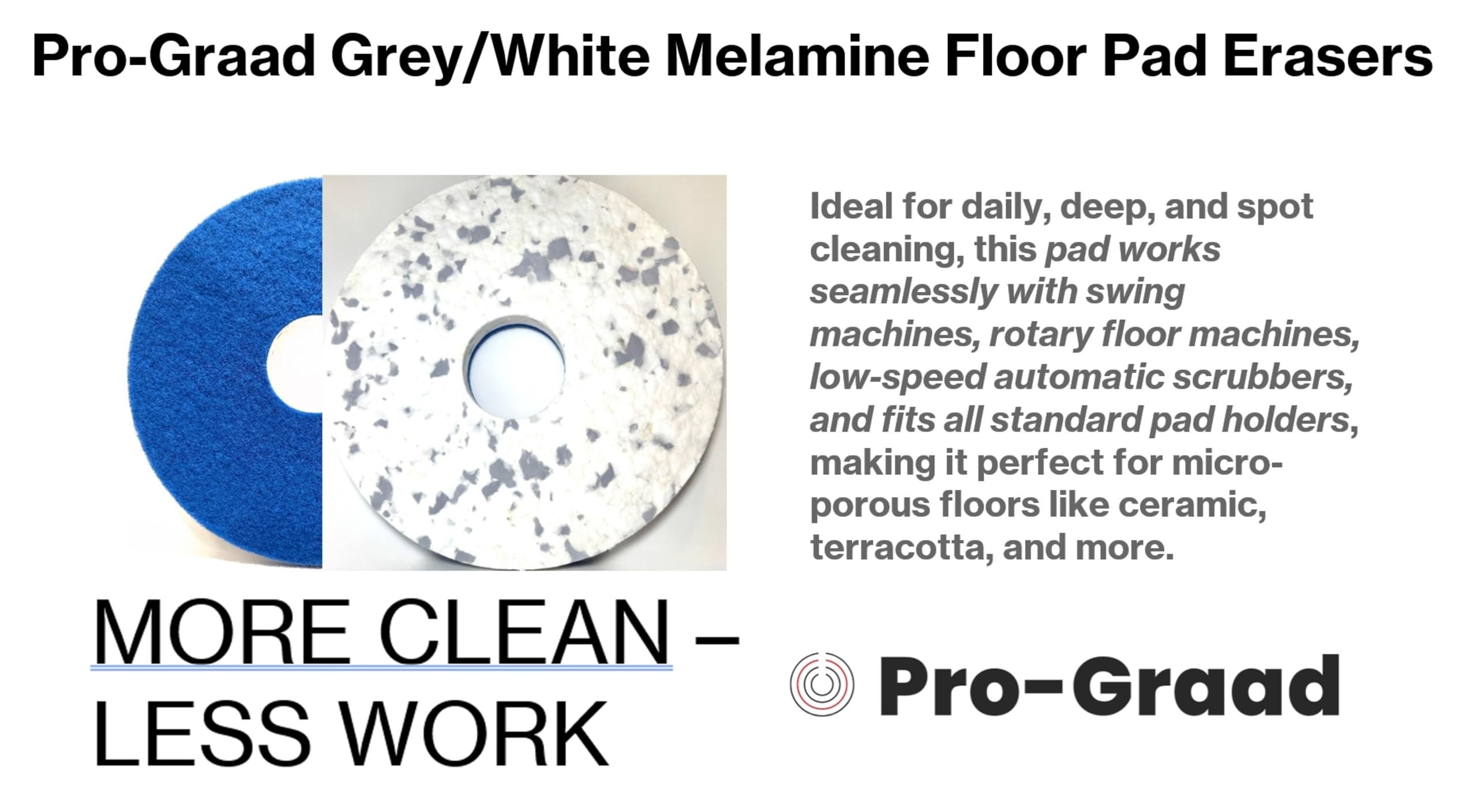 Pro-Graad 13” 330mm Grey/White Melamine Eraser Floor Pad, 68482, 5 Pack