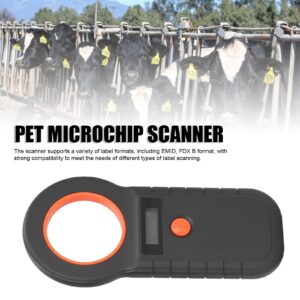 Pet Microchip Scanner, RFID Portable Animal Chip ID Scanner with OLED Display, 800mAh Rechargeable Pet Microchip Reader Support EMID/FDX B / 128 Records for Dog Pig Animal