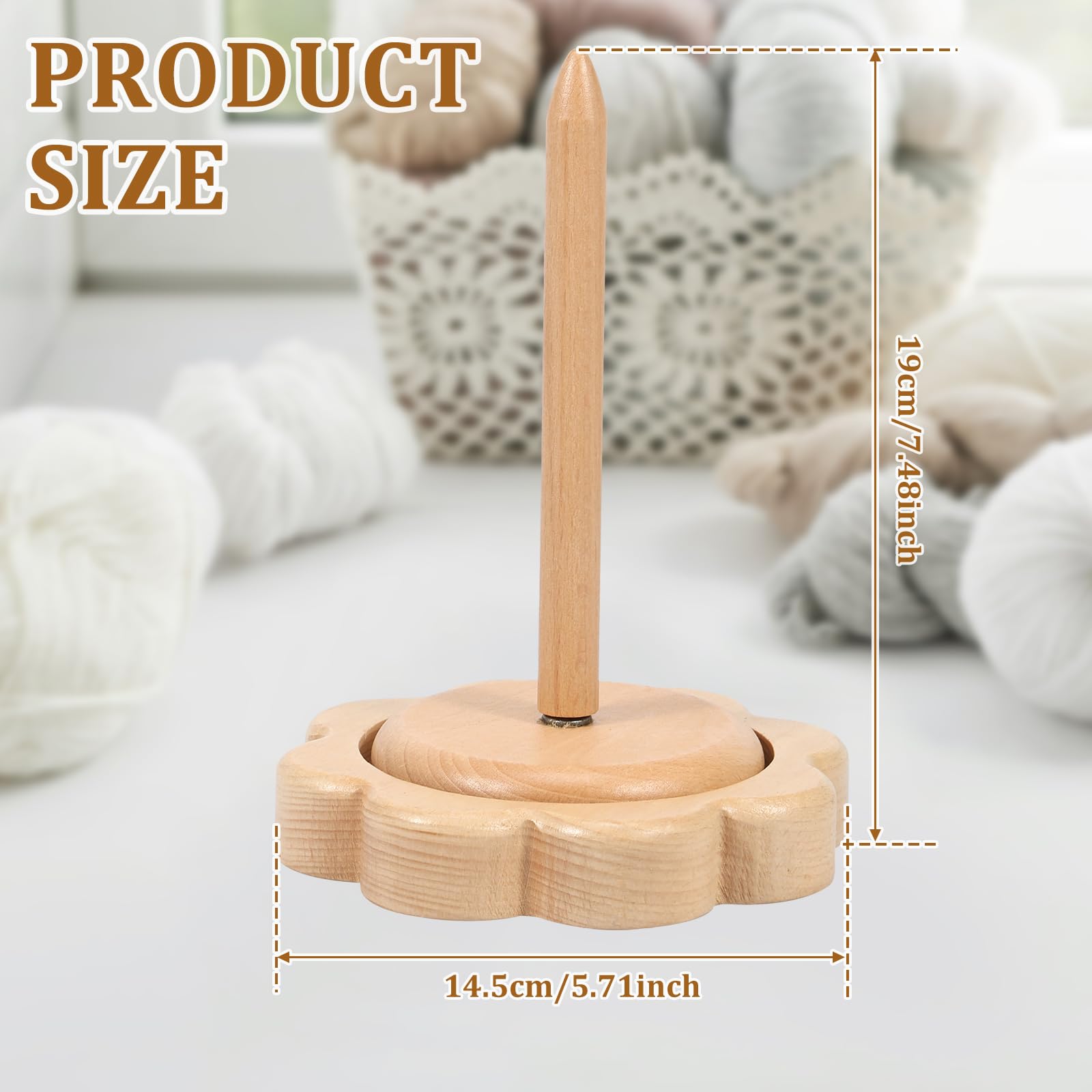 Wooden Yarn Holder for Crocheting, Portable Smooth Yarn Ball Holder Knitting Ball Stand Spinner, Yarn Storage Organizer for Knitting, Embroidery, and Crafts