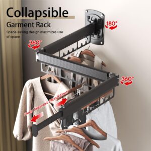 CZGHYR Clothes Drying Rack Wall Mounted,Folding and Collapsible Indoor Laundry Hanger Dryer Rack,Clothes Drying Rack Suitable for Balcony, Laundry, Bathroom, Patio, Apartment, Dormitory (Gray)