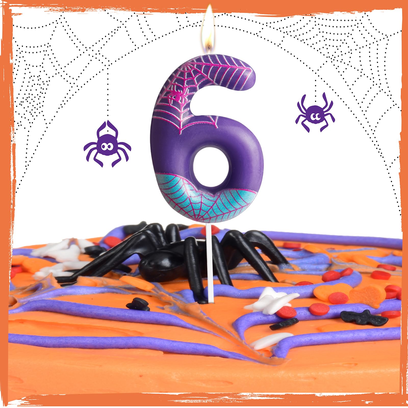 Spider Candle, Purple Spider 3rd Birthday Candles, Number 3 Spider Web Candles Number Candle Cake Topper Candle Birthday Cake Candles for Boys Girls Kids Party Supplies Spider Ornament Décor