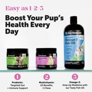 Pet Honesty Probiotics Bundle: Dog Probiotics for Diarrhea & Bowel Support Chews & Powder with Digestive Enzymes for Gut Health (Duck 90 ct)