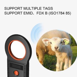 Pet Microchip Scanner, RFID Portable Animal Chip ID Scanner with OLED Display, 800mAh Rechargeable Pet Microchip Reader Support EMID/FDX B / 128 Records for Dog Pig Animal