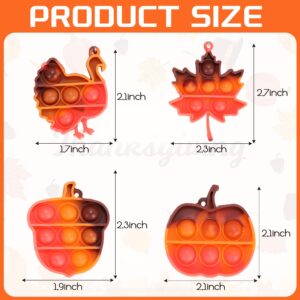 Fall Party Favors Thanksgiving Toys - 32 Pcs Mini Pop Fidget Keychain for Kids Pumpkin Turkey Sensory Toys Fall Festival Pinata Goodie Bag Stuffers Treats Classroom Prizes Gifts for Boys Girls Toddler