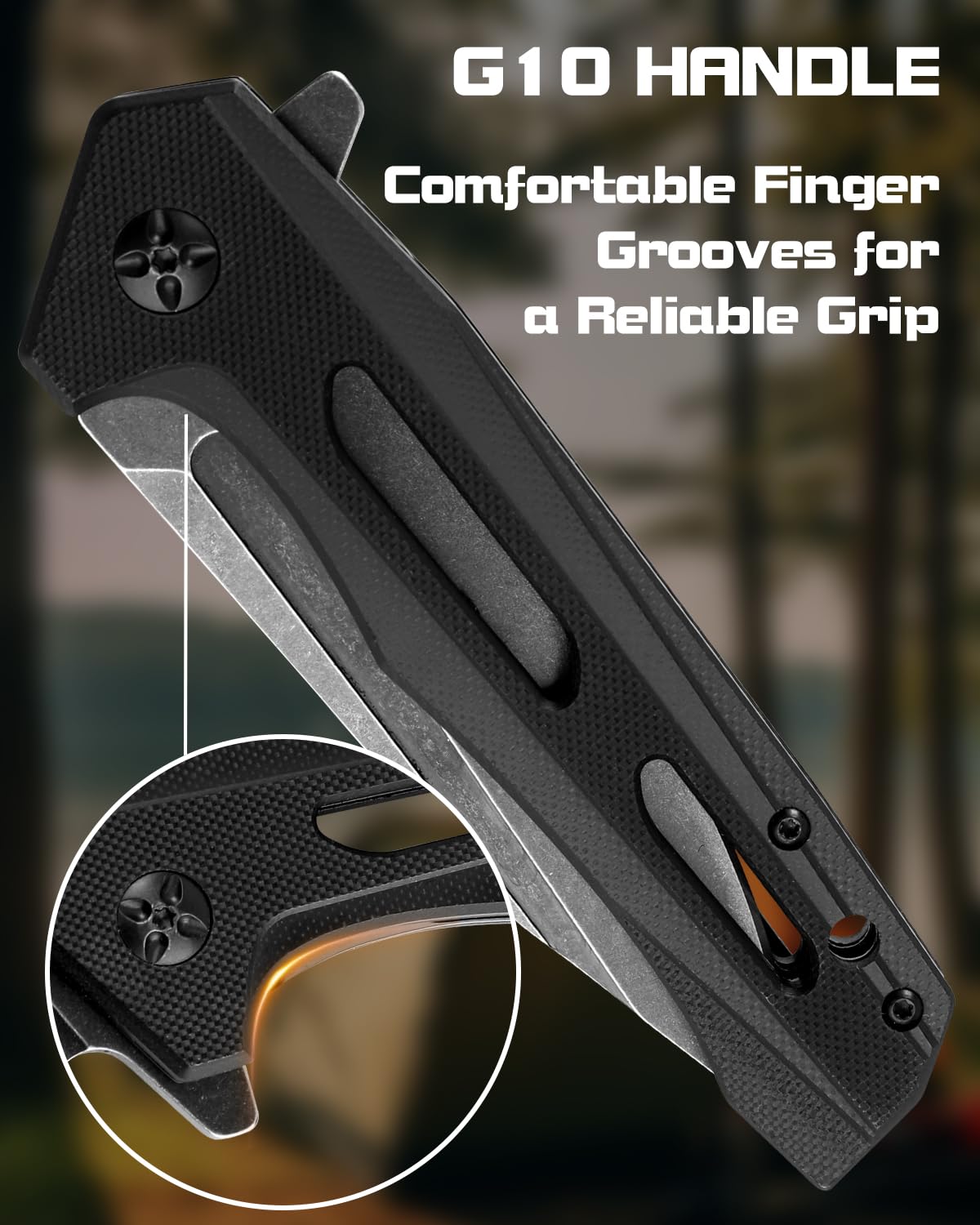 Dispatch Folding Pocket Knife with Clip, 3.58 Inch 8Cr13MoV Steel Clip Point Blade with G10 Handle, Tactical Pocket Knife for Men Outdoor Camping Hunting Hiking Survival Pocketknife