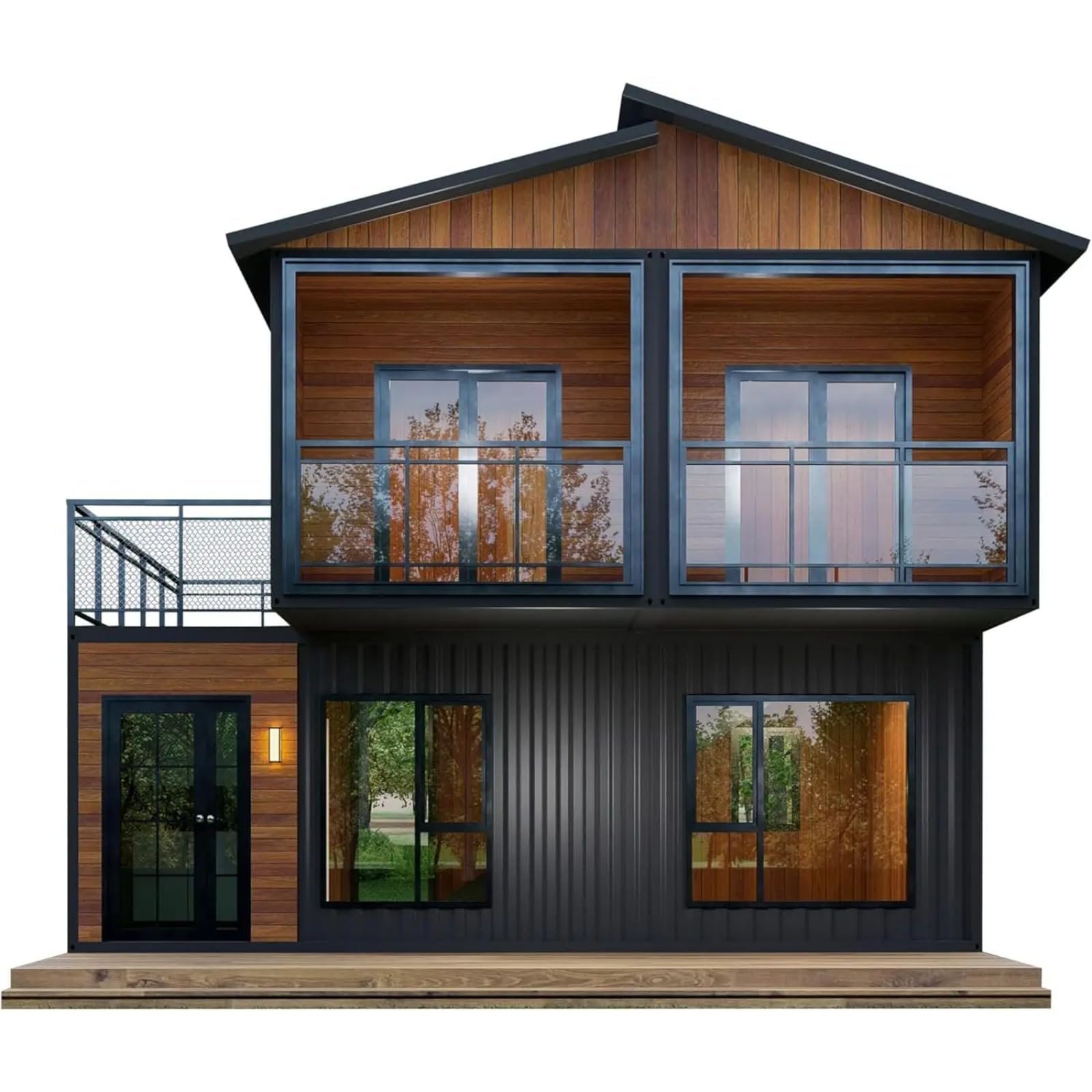 Barn Homes Double Story Flat Pack House with Bathroom and Kitchen, Foldable Tiny Home, 20ft & 40ft, Mobile House0FT