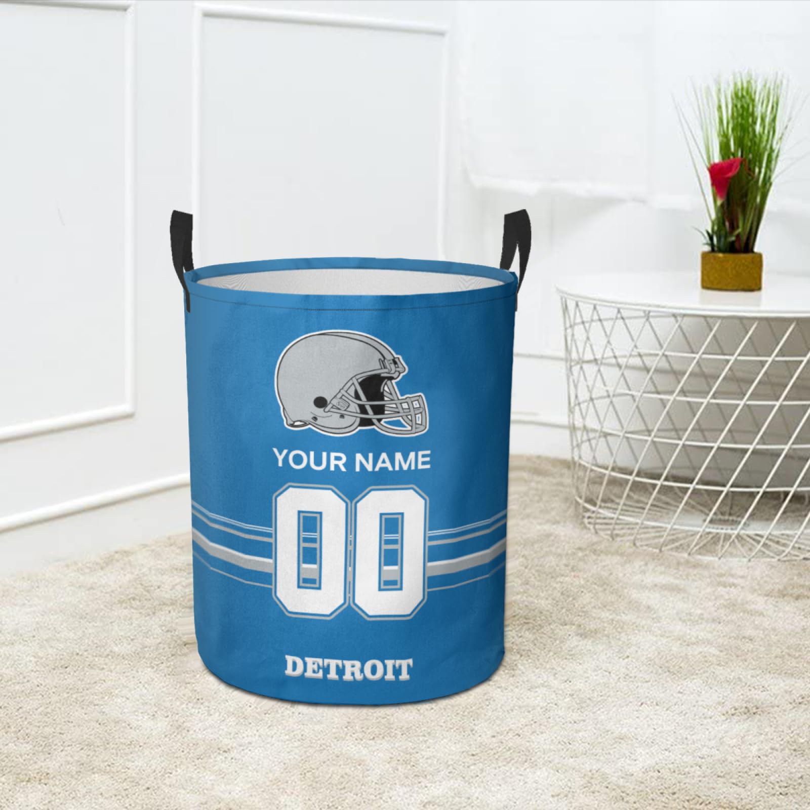 Football Collapsible Laundry Basket Merch with Handle, Custom Football Accessories Laundry Hamper with Name Number, Storage Basket Stuff for Bathroom, Game Day Gifts for Men Woman Fans Famliy