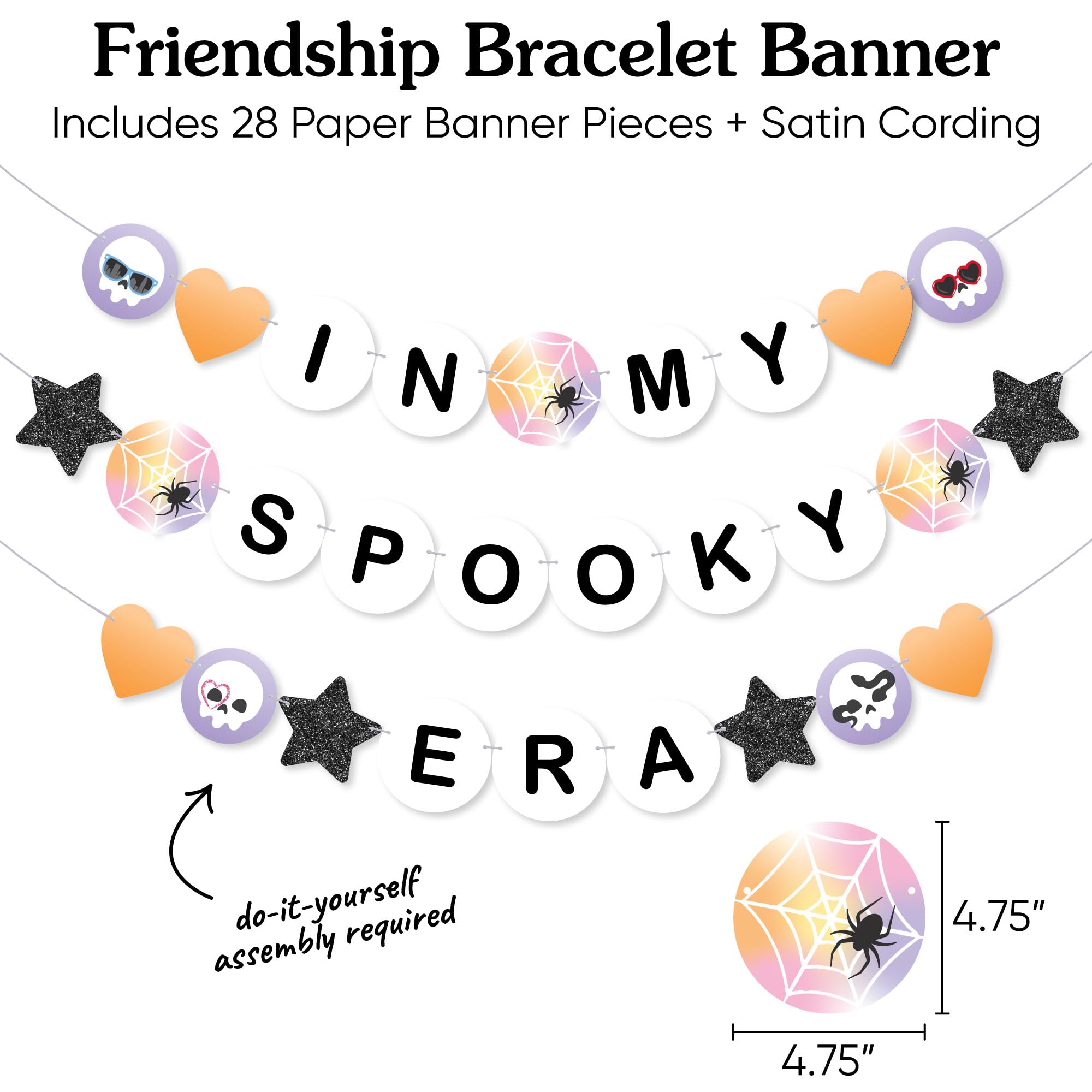 Big Dot of Happiness in My Spooky Era Banner, Ghost Concert Tour Halloween Party Decorations, Large Friendship Bracelet Banners, 28 Pieces