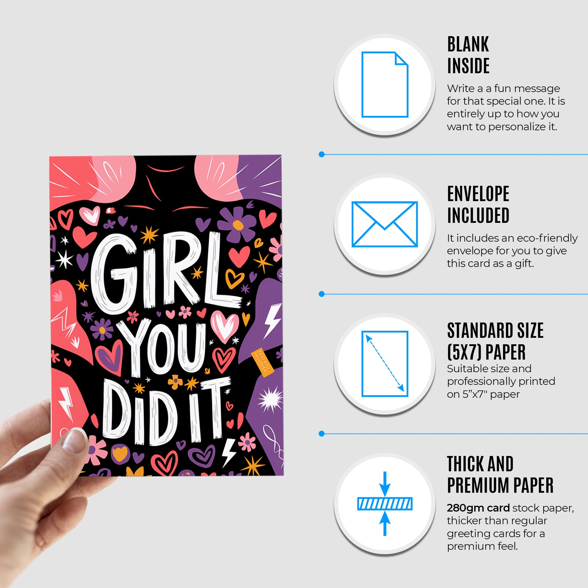 Congratulations Card for Women - Proud of You Card for Her - Graduation Card for Her 2024 - Encouragement Card - Promotion Card for Girls - Well Done Cards - Girl Greeting Card