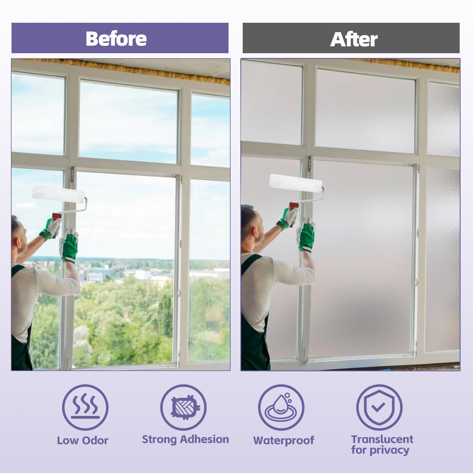 Frosted Glass Paint for Windows Privacy Paint, 16oz Waterproof & UV Resistant,Low Odor Frosted Glass Spray Paint,for Offices Bathrooms Kitchens in Glass Door Surfaces (with tools)