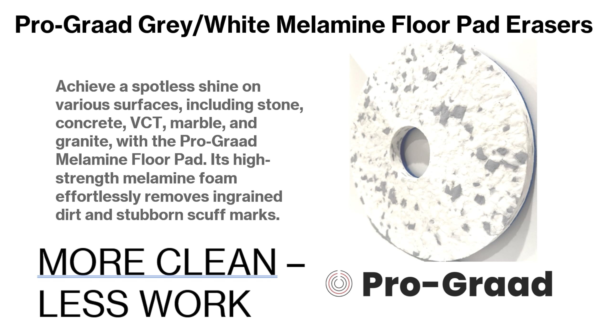 Pro-Graad 13” 330mm Grey/White Melamine Eraser Floor Pad, 68482, 5 Pack