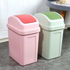 3 Gallon Kitchen Trash Can, 2024 Upgraded Plastic Swing Top Garbage Bin, Trash Can 3 Gallon Trash Can with Lid 4 Color for Kitchen, Office, Toilets (Green)