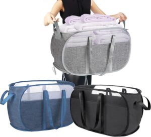 ghtoow, collapsible laundry basket, 3 pack, hamper with reinforced handles, durable pop up hampers for laundry, tear proof & easy to carry laundry hamper for home, laundry, dorm, travel