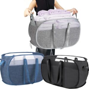 GHTOOW, Collapsible Laundry Basket, 3 Pack, Hamper with Reinforced Handles, Durable Pop Up Hampers for Laundry, Tear Proof & Easy to Carry Laundry Hamper for Home, Laundry, Dorm, Travel