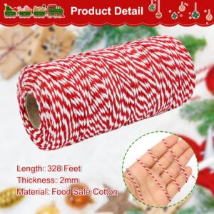 Vivifying Butchers Twine, 328 Feet 2mm Food Safe Cotton Red and White Cooking Twine, Ideal for Trussing Turkey, Roasting, Baking, Bacon, Pumpkin Bread, Festive Holiday Kitchen Use & Gift Wrapping