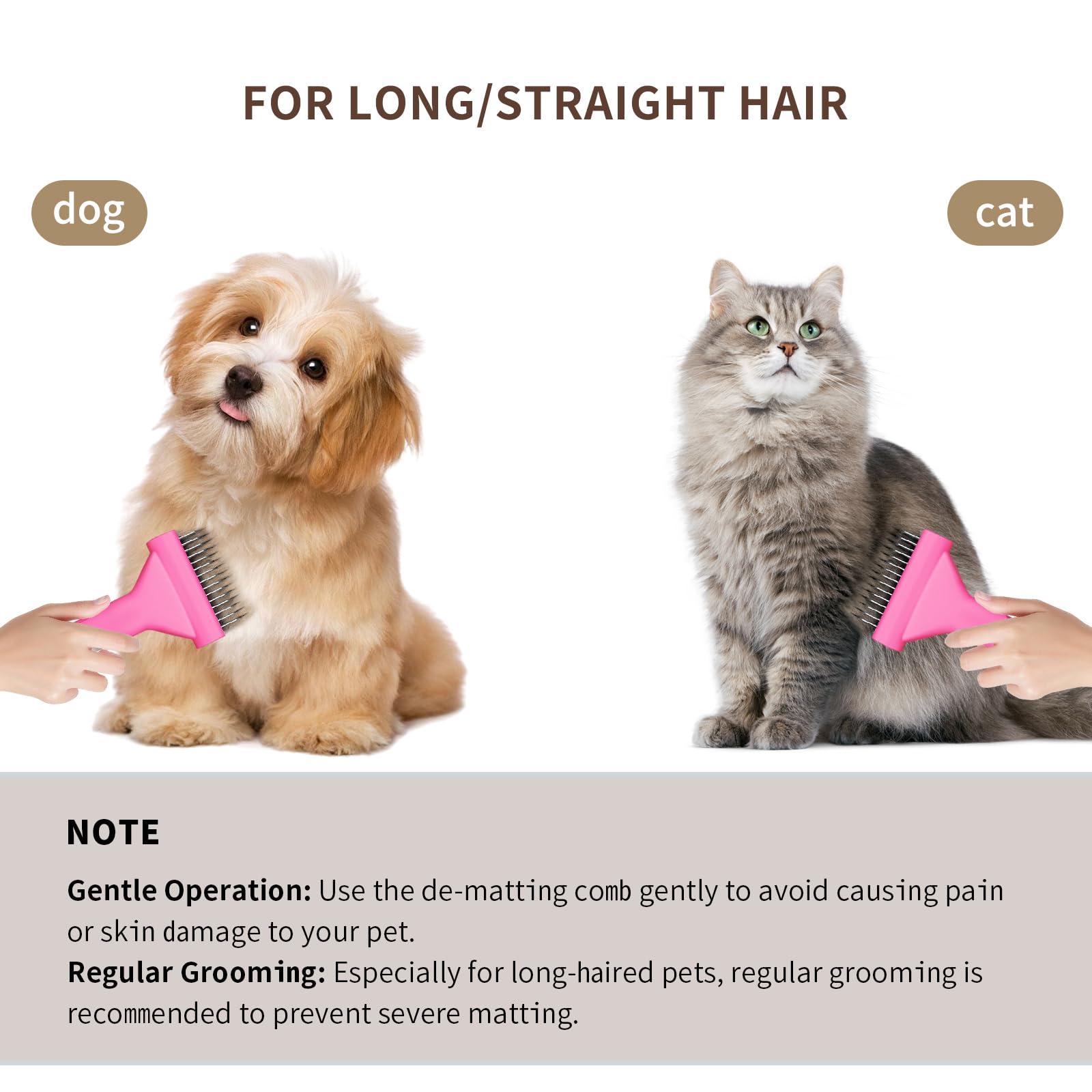 Dog Brush for Shedding cat deshedding grooming supplies for indoor short long hair pet dematting undercoat rake for brish poodle remove matted fur slicker best comb tool cepillo para perros. (Pink)