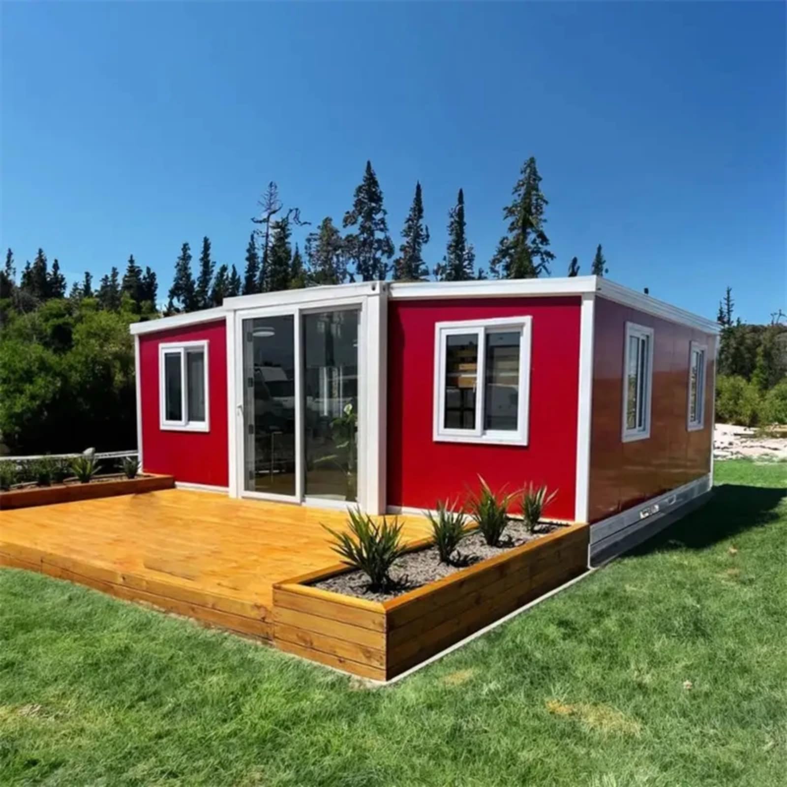 20FT 2 Bedroom Luxury Container Homes Granny Flat Roof Expandable Container House With Full Bathroom