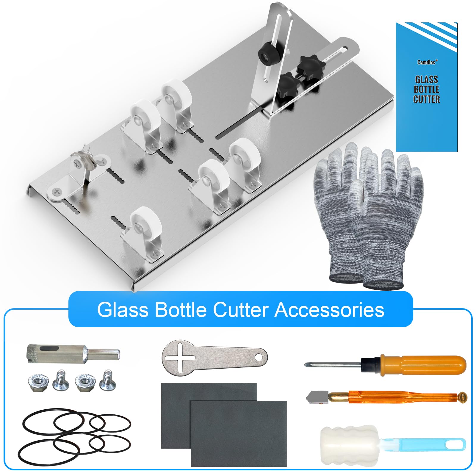 Glass Bottle Cutter & Bottle Cutter, Upgraded Glass Cutter for Bottles, Bottle Cutter & Glass Cutter Kit Round for Cutting Wine, Beer, Liquor, Whiskey, Alcohol, Champagne - by Camdios