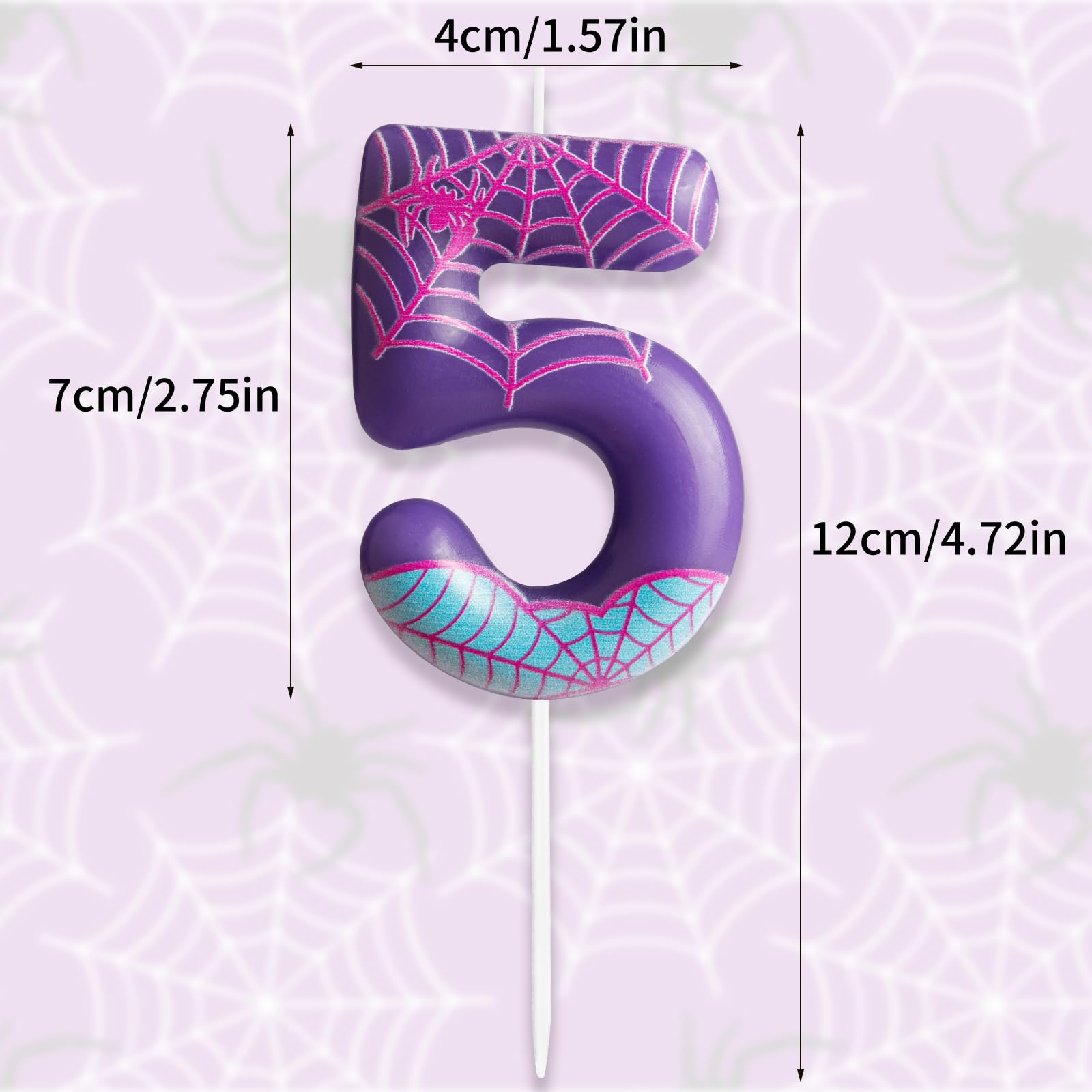 Spider Candle, Purple Spider 3rd Birthday Candles, Number 3 Spider Web Candles Number Candle Cake Topper Candle Birthday Cake Candles for Boys Girls Kids Party Supplies Spider Ornament Décor