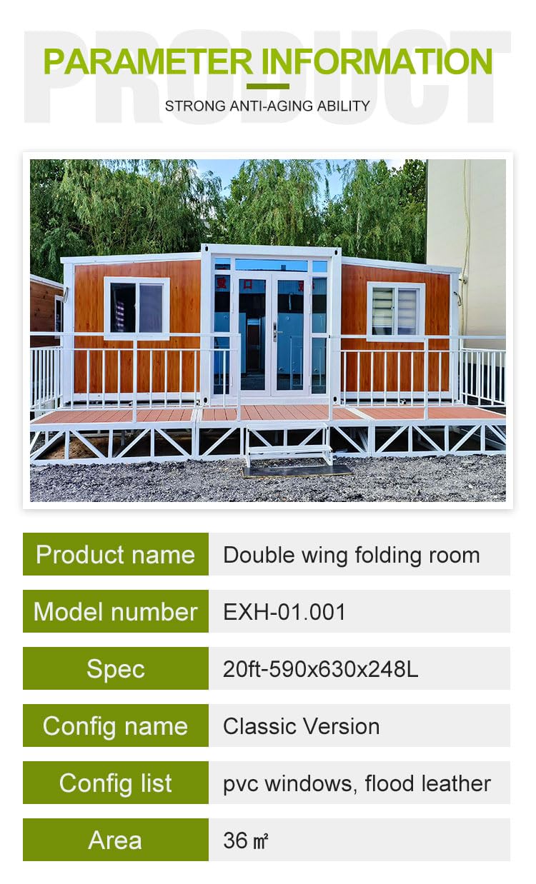 Barn Homes Double Story Flat Pack House with Bathroom and Kitchen, Foldable Tiny Home, 20ft & 40ft, Mobile House0FT