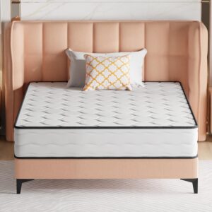 10 inch queen size mattress with innerspring and foam, hybrid mattress queen with fiberglass free, medium firm spring mattress, queen size mattress in a box, pressure relief, 80"l x 60"w x 10"th