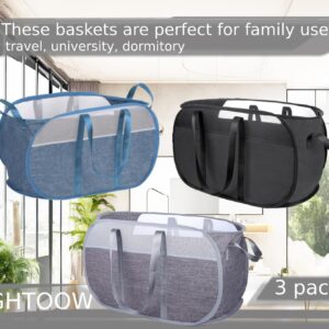 GHTOOW, Collapsible Laundry Basket, 3 Pack, Hamper with Reinforced Handles, Durable Pop Up Hampers for Laundry, Tear Proof & Easy to Carry Laundry Hamper for Home, Laundry, Dorm, Travel