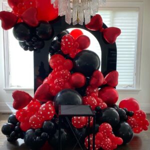 HKYOOD Red and Black Balloons - 90Pcs 12 inch Red and Black Latex Balloons with Confetti Balloon for Birthday Wedding Baby Shower Anniversary Graduation Prom Casino Themed Party