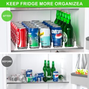 KUUKIKV Drink Organizer for Fridge, Upgraded Soda Can Dispenser for Refrigerator, Automatic Pusher Glide and Adjustable Width Can Organizer for Refrigerator - Holds up to 25 Cans (5 Rows White)