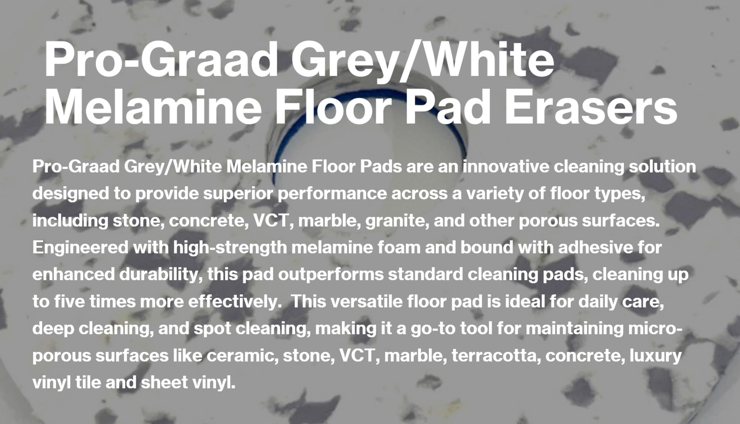 Pro-Graad 13” 330mm Grey/White Melamine Eraser Floor Pad, 68482, 5 Pack