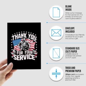 Thank You for Your Service Card - Veteran Day Thank You Card - Military Appreciation Cards - Solider Thank You Cards - Military Retirement