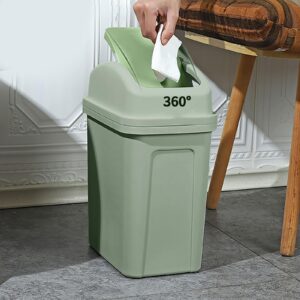 3 Gallon Kitchen Trash Can, 2024 Upgraded Plastic Swing Top Garbage Bin, Trash Can 3 Gallon Trash Can with Lid 4 Color for Kitchen, Office, Toilets (Green)