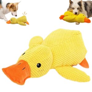 2024 the mellow dog calming duck, calming duck dog toy, yellow duck dog toy, calming duck for dogs, noovelo calming duck toy, dog toy duck with soft squeaker (yellow)