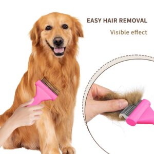 Dog Brush for Shedding cat deshedding grooming supplies for indoor short long hair pet dematting undercoat rake for brish poodle remove matted fur slicker best comb tool cepillo para perros. (Pink)