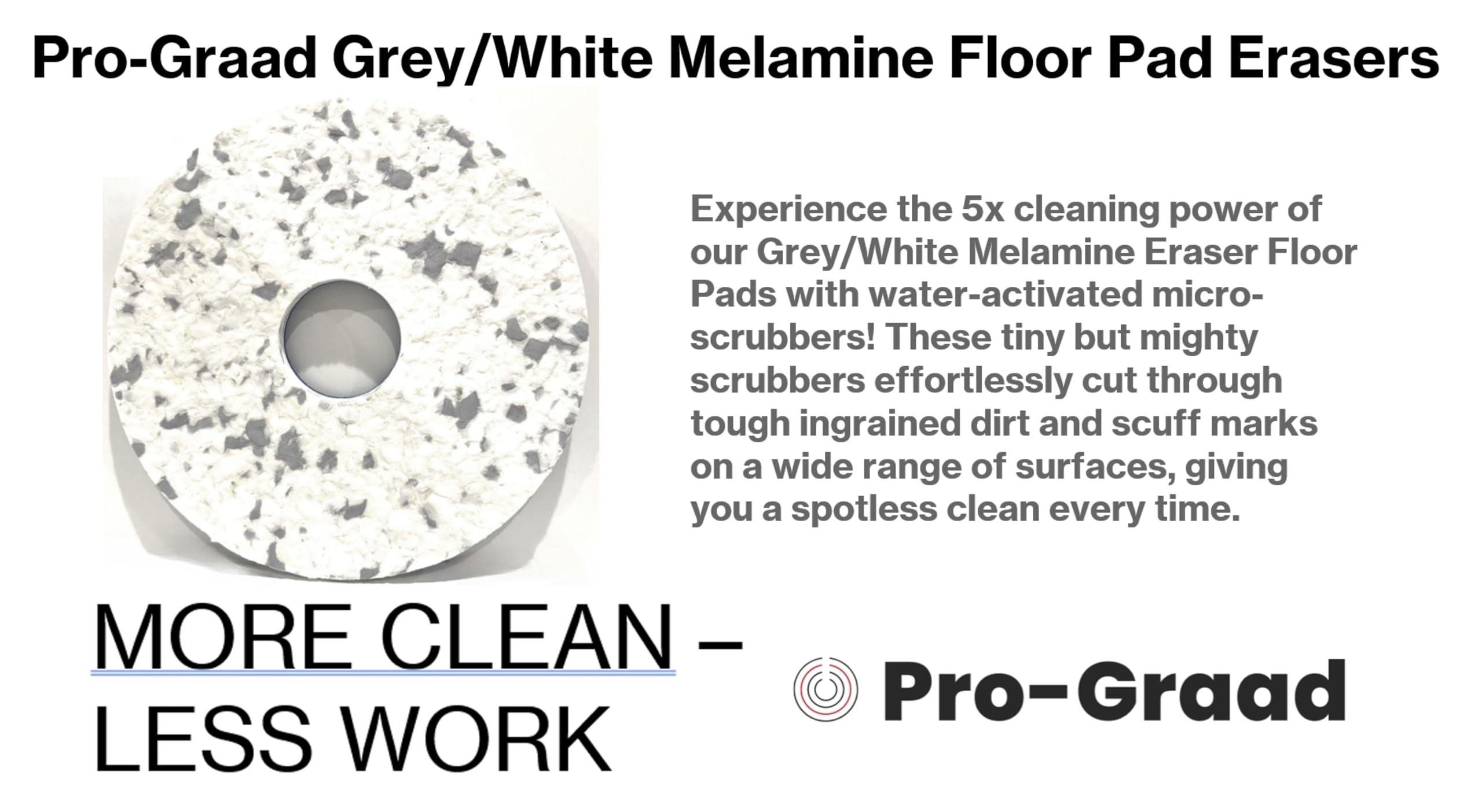 Pro-Graad 13” 330mm Grey/White Melamine Eraser Floor Pad, 68482, 5 Pack