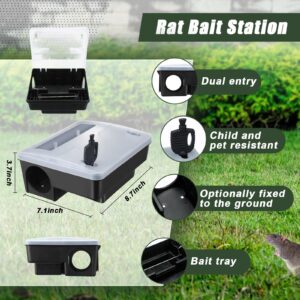 Qualirey 2 Pcs Rat Bait Station Boxes with Key, Rat Trap Boxes with Transparent Lid Heavy Duty Bait Blocks for Mice and Rats Plastic Mouse Bait Traps for Garden Home Outdoor